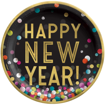 Image de TABLEWARE - 10" HAPPY NEW YEAR COLORFUL CONFETTI BEVERAGE NAPKINS