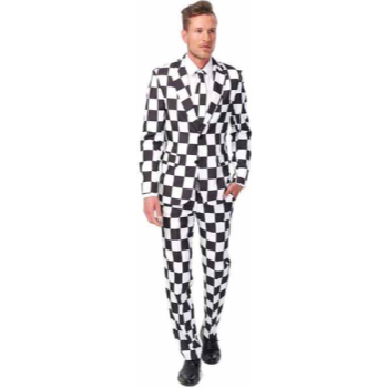 Image de SUIT - CHECKED BLACK WHITE MEN'S SUIT - MEDIUM
