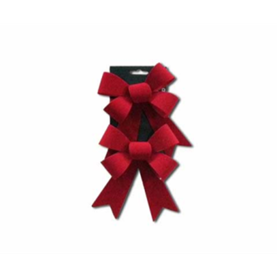 Picture of DECOR - BOW 2 PACK RED VELVET - 5.5" X 8" - PVC