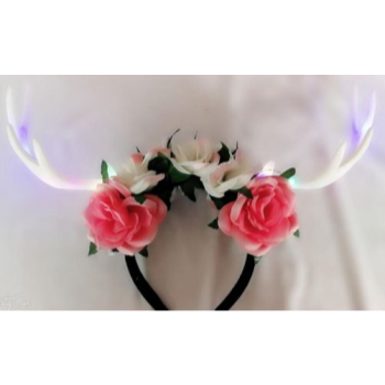 Image de WHITE ANTLER HEADBAND W/ FLOWERS