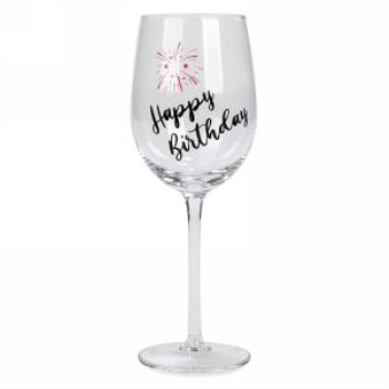 Picture of HAPPY BIRTHDAY FIREWORKS WINE GLASS