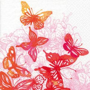 Image de RED BUTTERFLIES LUNCHEON NAPKINS