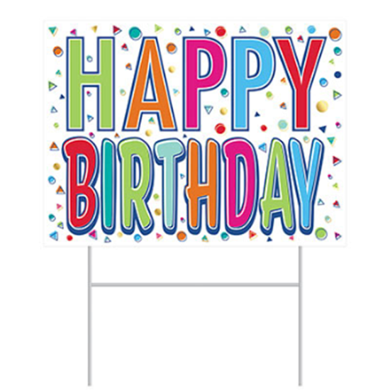 Image sur DECOR - YARD SIGN - PLASTIC HAPPY BIRTHDAY