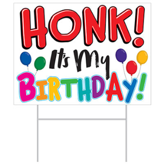 Image sur DECOR - YARD SIGN - PLASTIC HONK IT'S MY BIRTHDAY