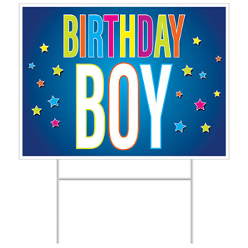 Image de DECOR - YARD SIGN - PLASTIC BIRTHDAY BOY