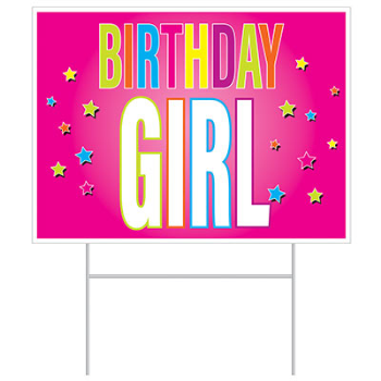 Image de DECOR - YARD SIGN - PLASTIC  BIRTHDAY GIRL