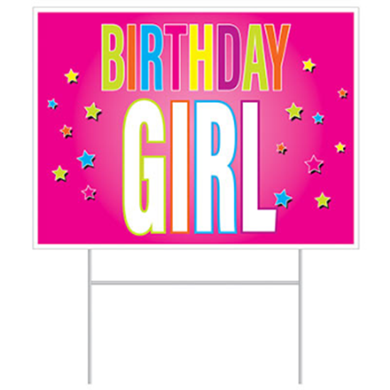 Picture of DECOR - YARD SIGN - PLASTIC  BIRTHDAY GIRL