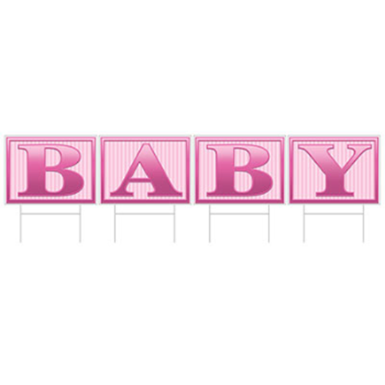 Image sur DECOR - YARD SIGN - PLASTIC BABY - PINK