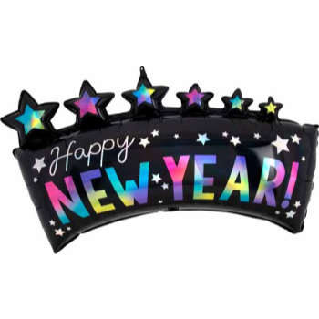 Image de 34" FOIL HAPPY NEW YEAR STAR BANNER SUPERSHAPE