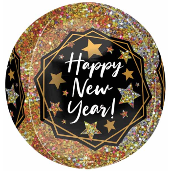 Image de 18" - HAPPY NEW YEAR GOLD SPARKLE - ORBZ BALLOON