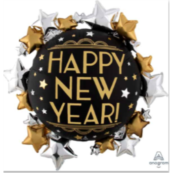 Image de HAPPY NEW YEAR SUPERSHAPE WITH STARS AROUND