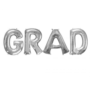 Image de 16" PHRASE GRAD - SILVER *DOES NOT FLOAT* AIR FILLED