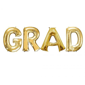 Image de 16" PHRASE GRAD - GOLD *DOES NOT FLOAT* AIR FILLED