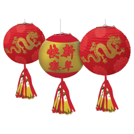 Image sur DECOR - CHINESE NEW YEAR LANTERNS WITH TASSELS 