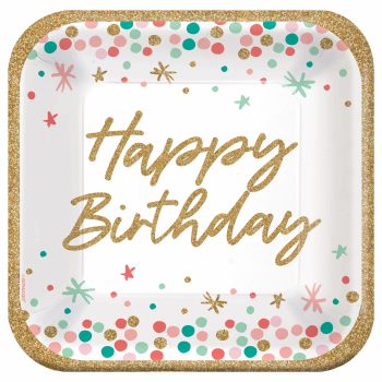 Picture of TABLEWARE - WISH BIG BIRTHDAY - 9" SQUARE PLATES - MID COUNT