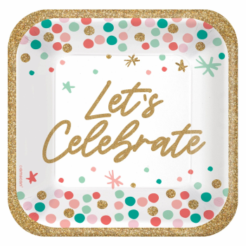 Picture of TABLEWARE - WISH BIG BIRTHDAY - 7" SQUARE PLATES - MID COUNT