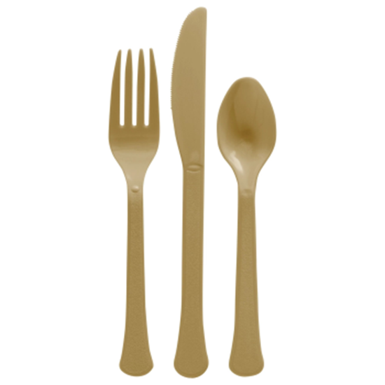 Image sur GOLD BOXED HEAVY WEIGHT ASSORTED CUTLERY - BIG PARTY PACK - 200CT