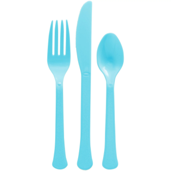 Image sur CARIBBEAN BLUE BOXED HEAVY WEIGHT ASSORTED CUTLERY - 80CT