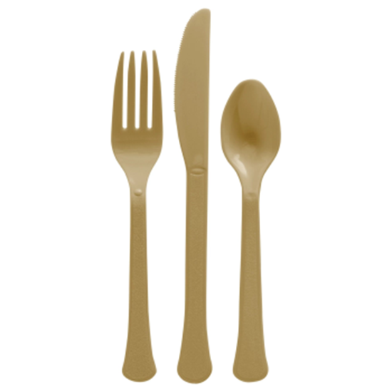 Image sur GOLD BOXED HEAVY WEIGHT ASSORTED CUTLERY - BIG PARTY PACK - 80CT