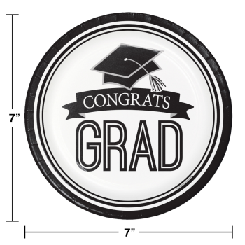 Image de TABLEWARE - CONGRATS GRAD WHITE 7" PLATES