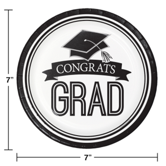 Picture of TABLEWARE - CONGRATS GRAD WHITE 7" PLATES