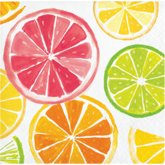 Picture of TABLEWARE - CITRUS SLICES BEVERAGE NAPKINS