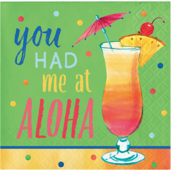 Picture of TABLEWARE - SUMMER COCKTAILS ALOHA BEVERAGE NAPKINS