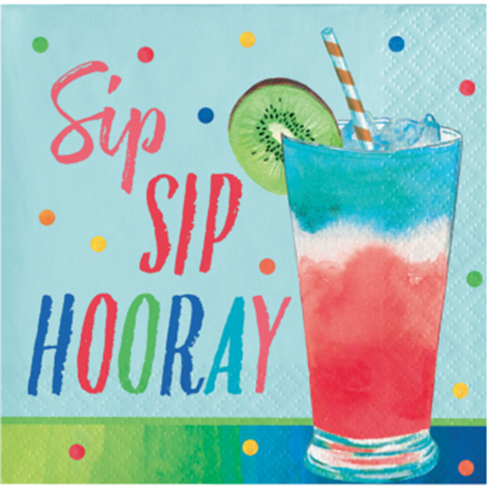 Image sur TABLEWARE - SUMMER COCKTAILS SIP SIP HOORAY BEVERAGE NAPKINS