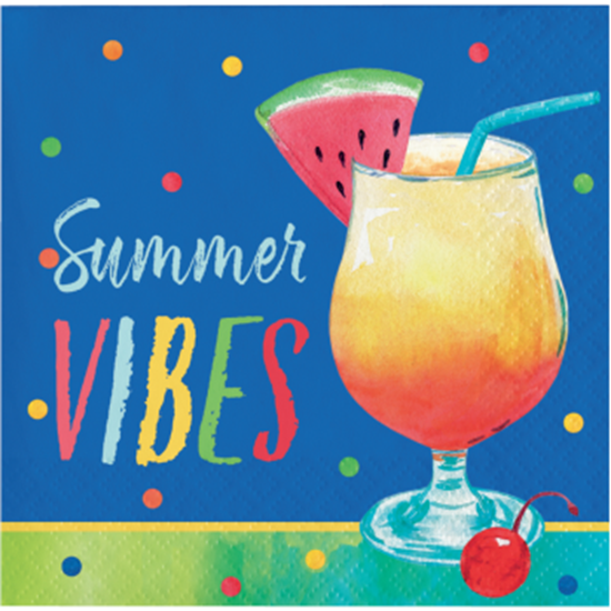 Picture of TABLEWARE - SUMMER COCKTAILS SUMMER VIBES BEVERAGE NAPKINS 