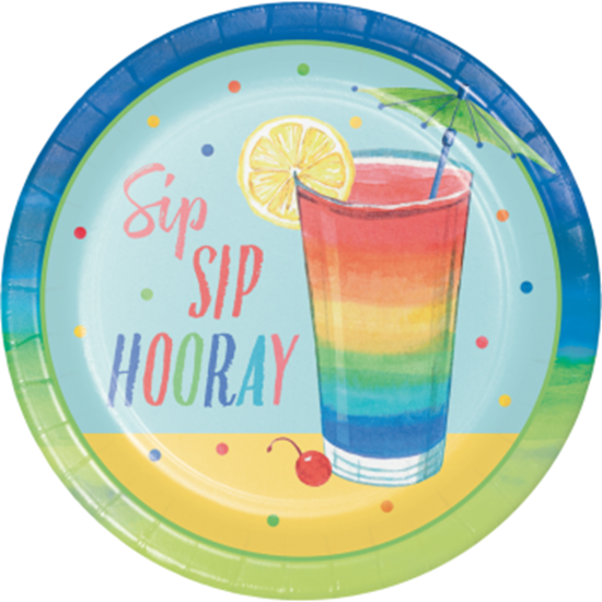 Image sur TABLEWARE - SUMMER COCKTAILS SIP SIP HOORAY 7" PLATES