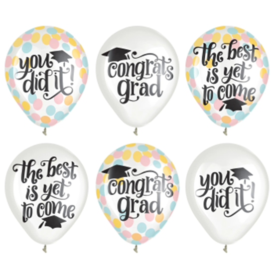 Image sur DECOR - 12" CONFETTI LATEX BALLOONS GRADUATION