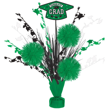 Picture of DECOR - 18" TINSEL POM POM BURST GREEN GRADUATION CENTER PIECE