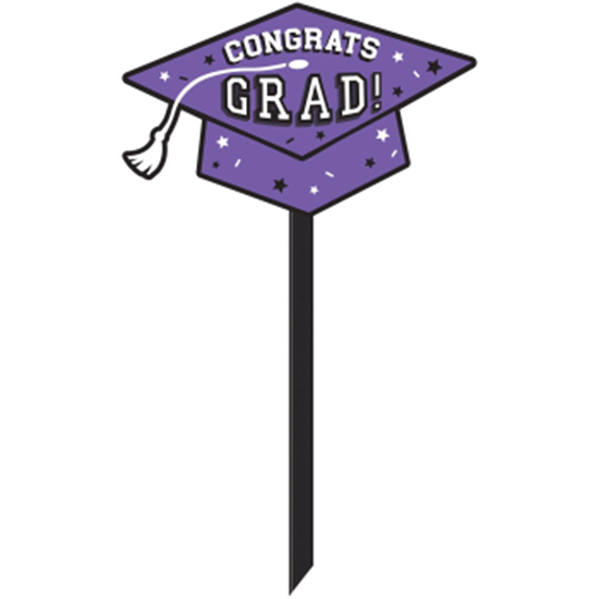 Image sur LAWN YARD SIGN -  CONGRATS GRAD - PURPLE ( SMALL )