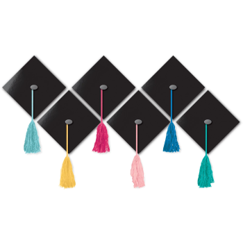 Picture of DECOR - GRAD CAP WALL DECORATING KIT - PASTEL TASSELS