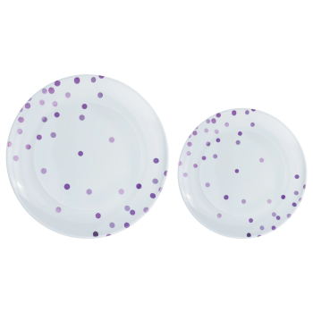 Picture of PURPLE DOTS MULTI PACK PREMIUM PLASTIC PLATES 