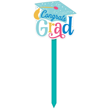 Picture of LAWN YARD SIGN -  CONGRATS GRAD SIGN STAKE - PASTEL