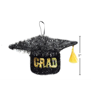Picture of DECOR - GRADUATION GRAD TINSEL BLACK CAP
