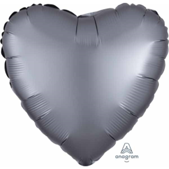 Image sur 18" FOIL - LUXE SATIN GRAPHITE  HEART ( DARK GREY )