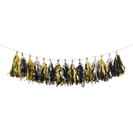 Image sur DECOR - TASSEL GARLAND - BLAKC/GOLD/SILVER