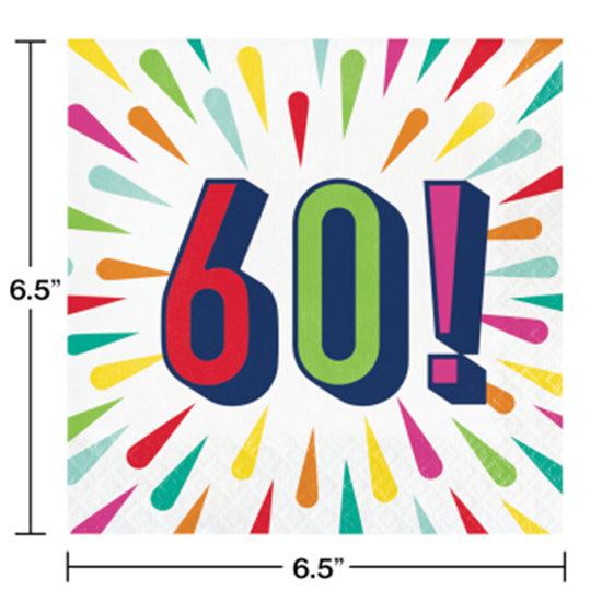 Image sur 60TH BIRTHDAY BURST - LUNCHEON NAPKINS