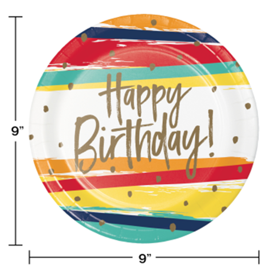 Image sur TABLEWARE - BIRTHDAY STRIPES - 9" PLATES