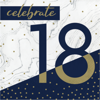 Image de 18TH NAVY & GOLD MILESTONE - LUNCHEON NAPKINS