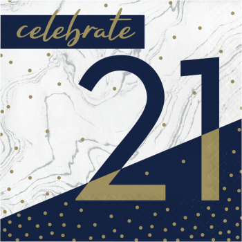 Image de 21ST NAVY & GOLD MILESTONE - LUNCHEON NAPKINS