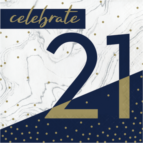 Image sur 21ST NAVY & GOLD MILESTONE - LUNCHEON NAPKINS