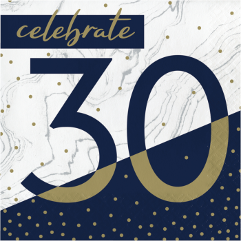 Image de 30TH NAVY & GOLD MILESTONE - LUNCHEON NAPKINS