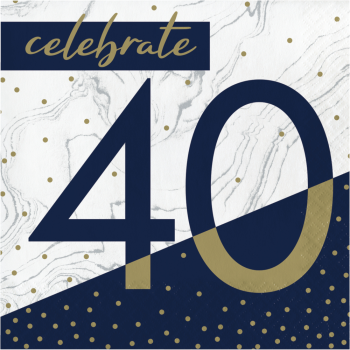 Image de 40TH NAVY & GOLD MILESTONE - LUNCHEON NAPKINS