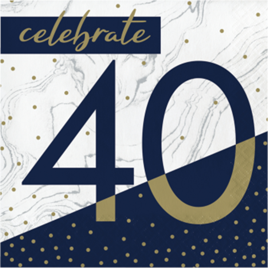 Image sur 40TH NAVY & GOLD MILESTONE - LUNCHEON NAPKINS