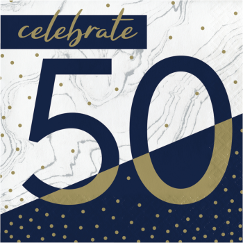 Image de 50TH NAVY & GOLD MILESTONE - LUNCHEON NAPKINS
