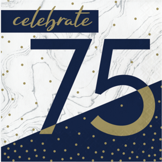 Image sur 75TH NAVY & GOLD MILESTONE - LUNCHEON NAPKINS