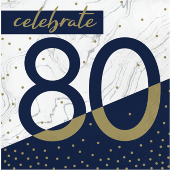 Image sur 80TH NAVY & GOLD MILESTONE - LUNCHEON NAPKINS